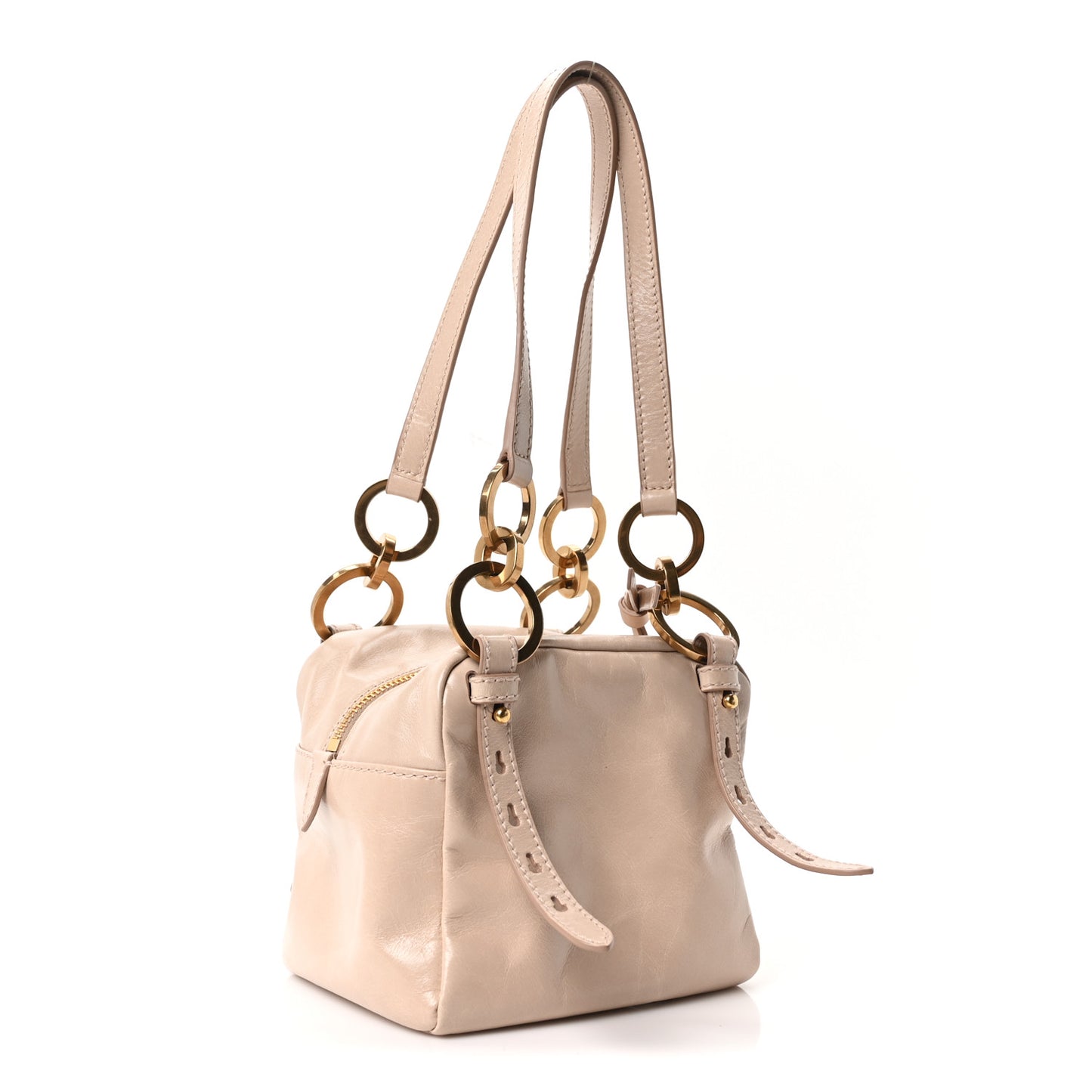 Soft Lux Calfskin Mini Dangle Top Handle Bag Cipria