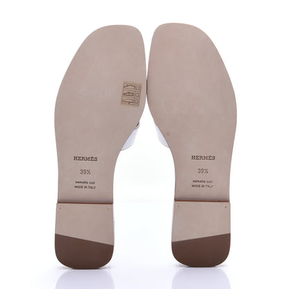 Hermes Box Calfskin Oran Sandals 39.5 White 9 of 11