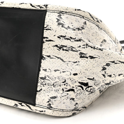 Proenza Schouler Calfskin Snakeskin Embossed Large Ruched Tote Optic White Black 12 of 12