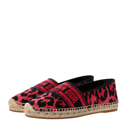 Christian Dior Cotton Embroidered Leopard Print Granville Espadrille 36 Framboise 3 of 9