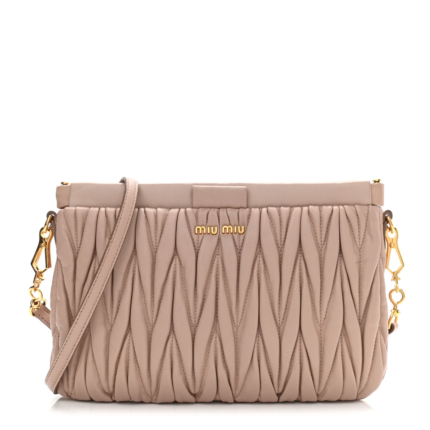 Nappa Matelasse Crossbody Clutch Cammeo