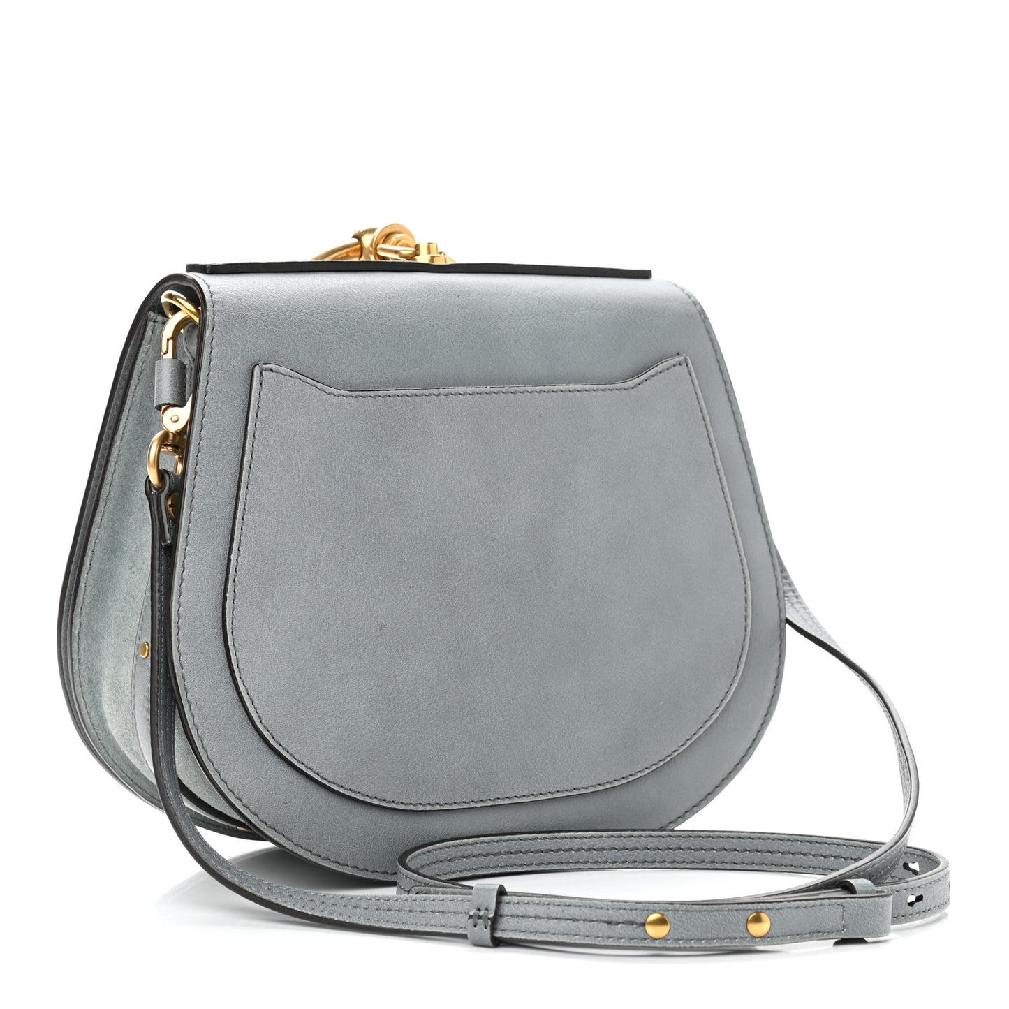 Calfskin Suede Medium Nile Bracelet Bag Cloudy Blue