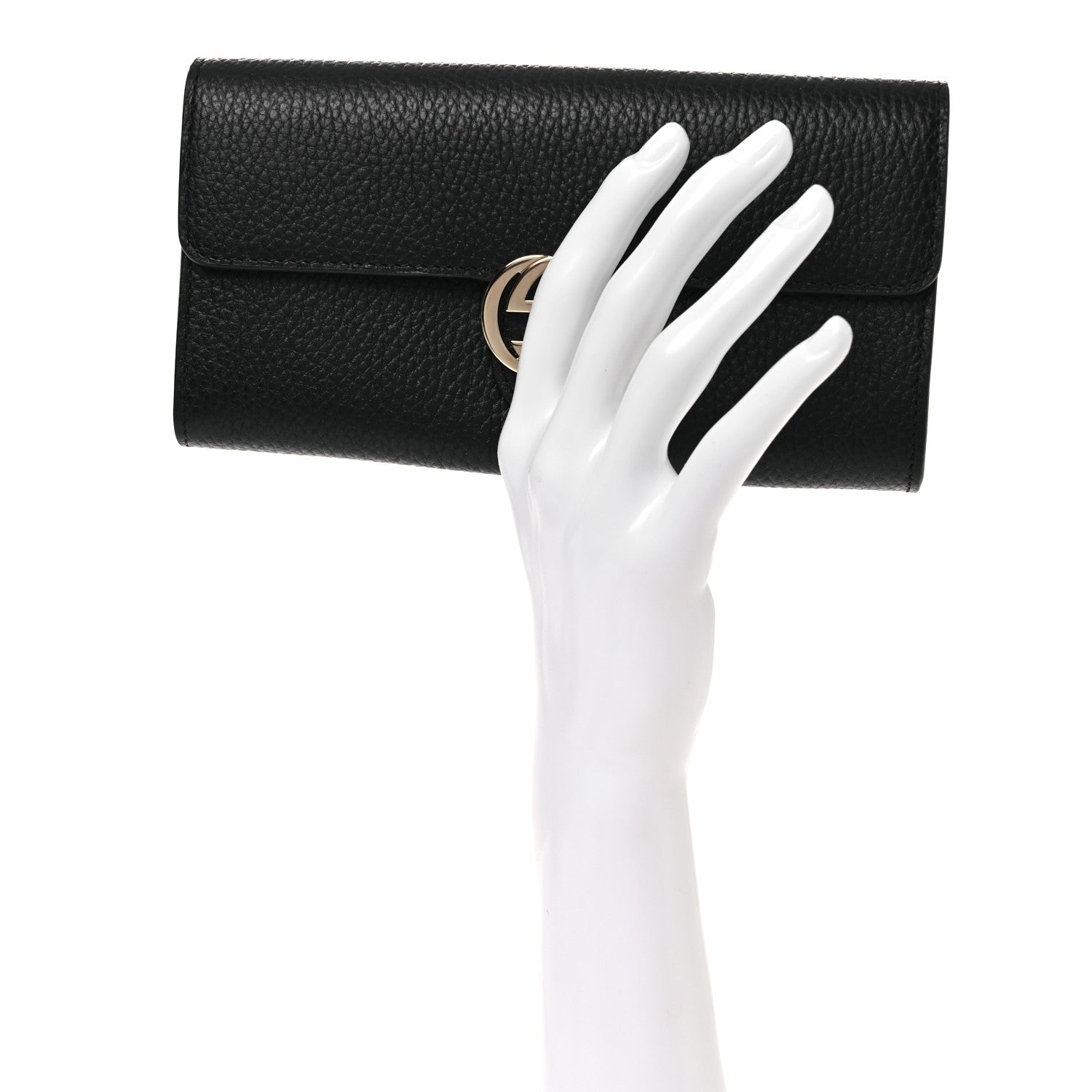 Gucci Dollar Calfskin Interlocking G Continental Wallet Black 2 of 8
