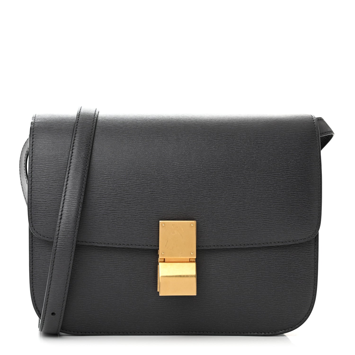 Celine Liege Calfskin Medium Classic Box Flap Bag Liquorice 1 of 12