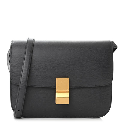 Celine Liege Calfskin Medium Classic Box Flap Bag Liquorice 1 of 12