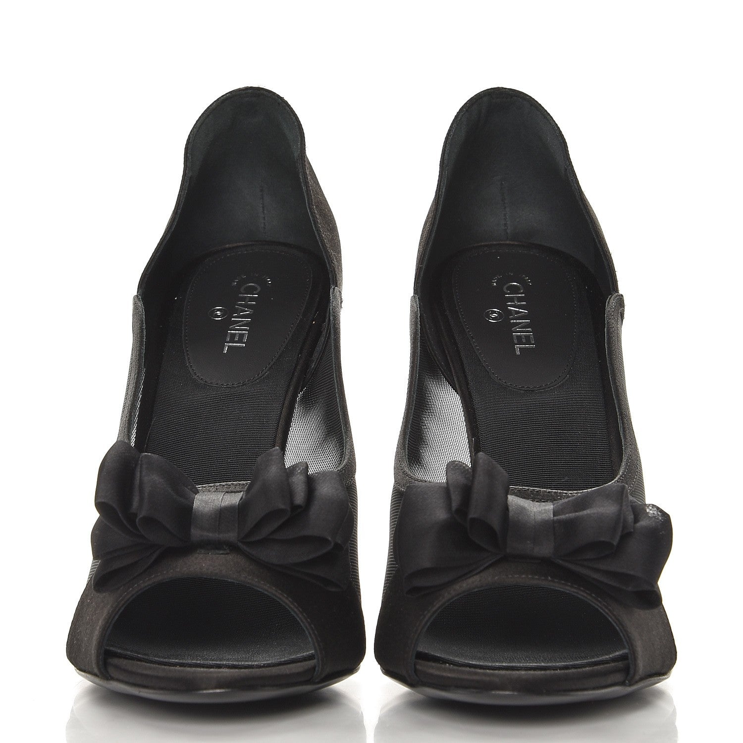 Chanel Mesh Satin Bow CC Pumps 41 Black 2 of 8