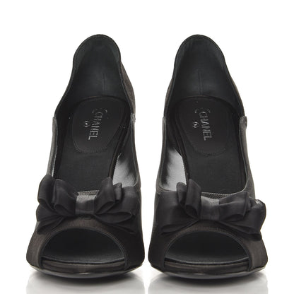 Chanel Mesh Satin Bow CC Pumps 41 Black 2 of 8