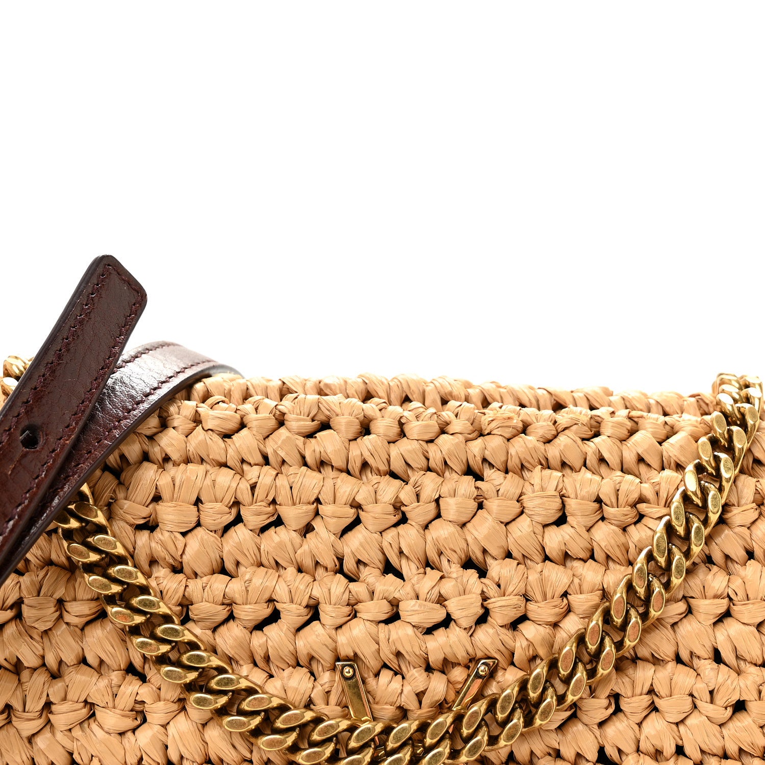 Saint Laurent Raffia Monogram Tassel Kate 99 Dark Nude 7 of 9