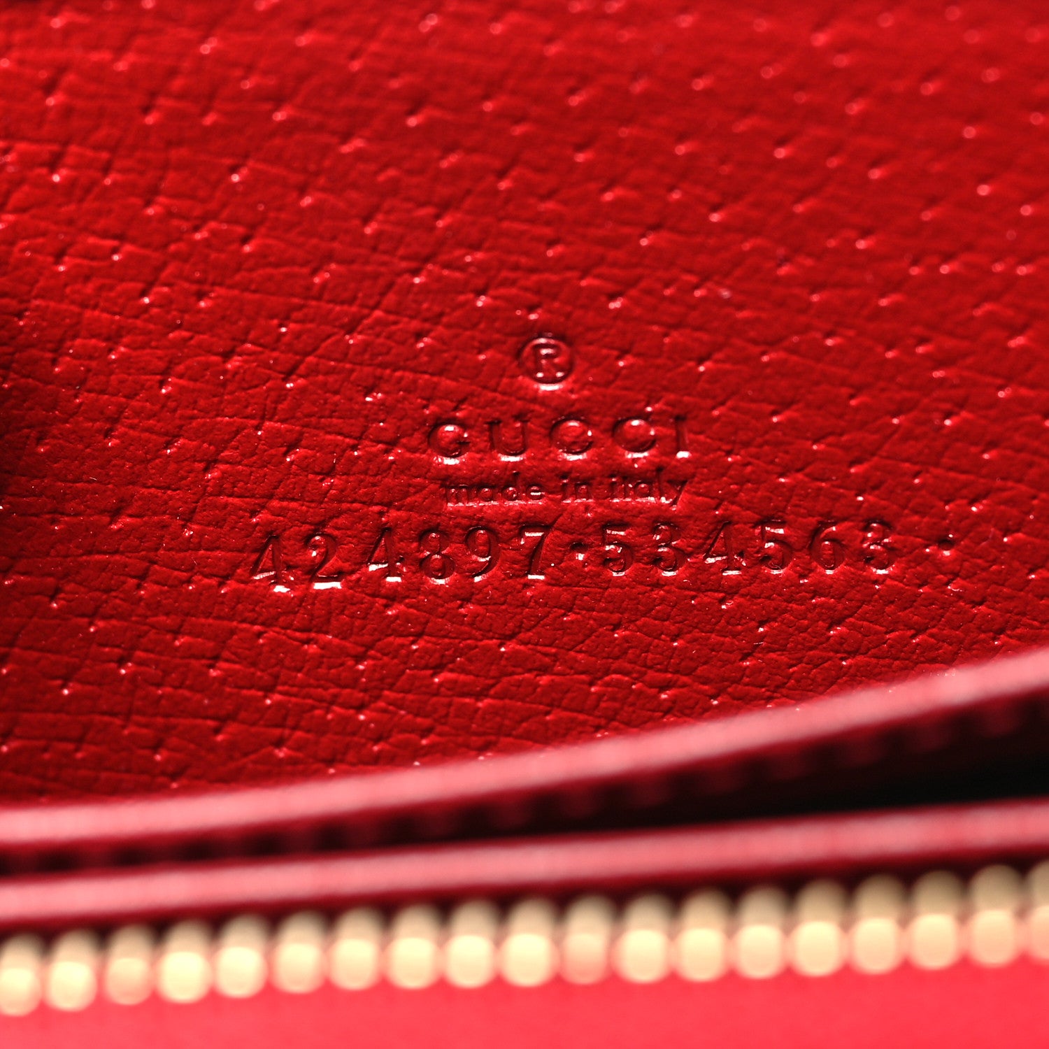 Gucci GG Supreme Monogram Tian Zip Around Card Case Wallet Beige Multicolor Red 6 of 10