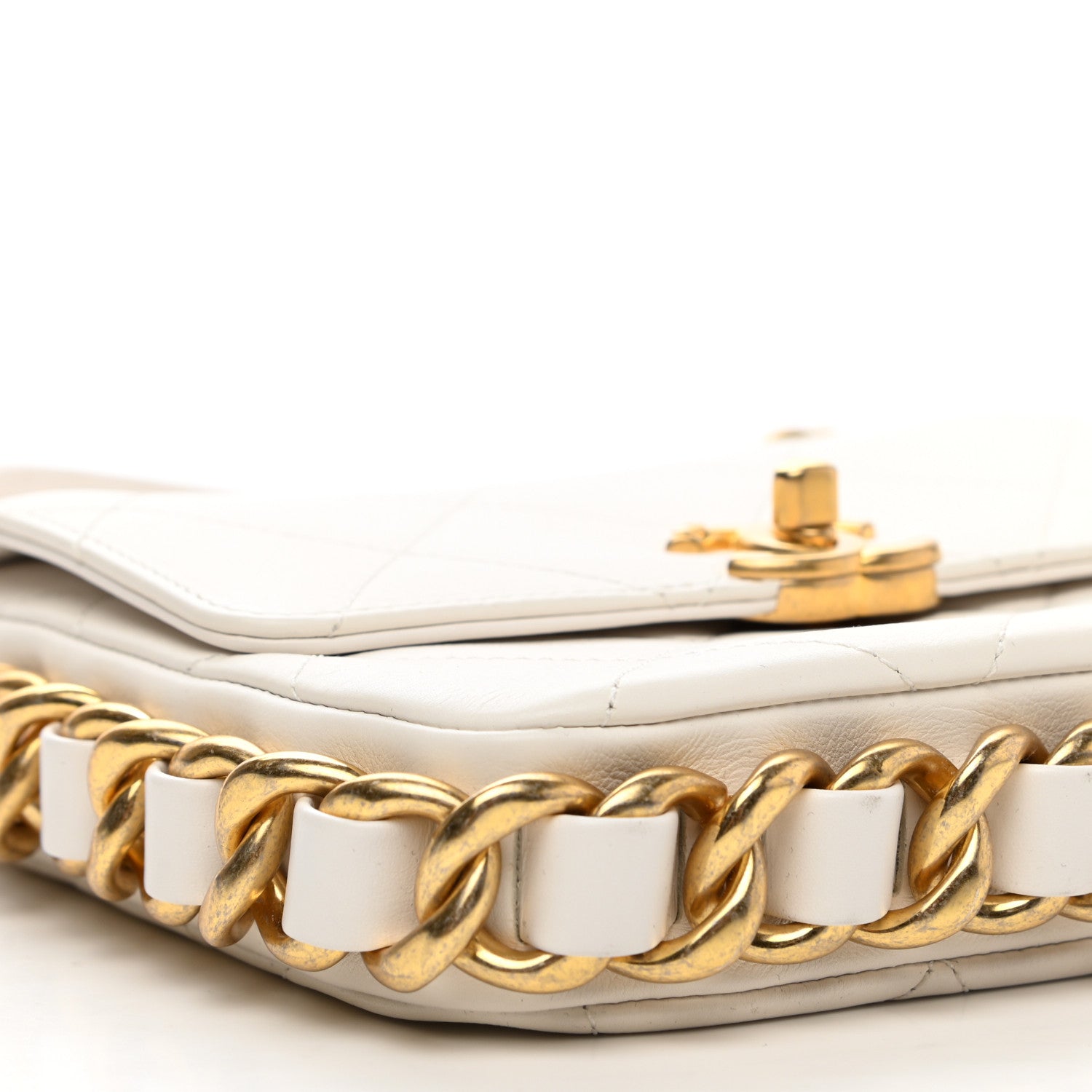 Chanel Calfskin Quilted Small Framing Chain Flap Bag White 9 of 12