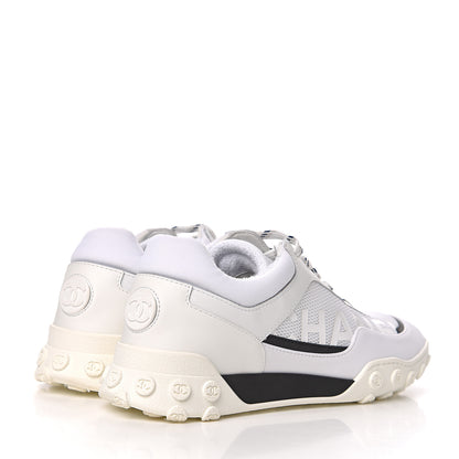 Chanel Calfskin Mesh Lycra Womens Logo Sneakers 39.5 White 3 of 10