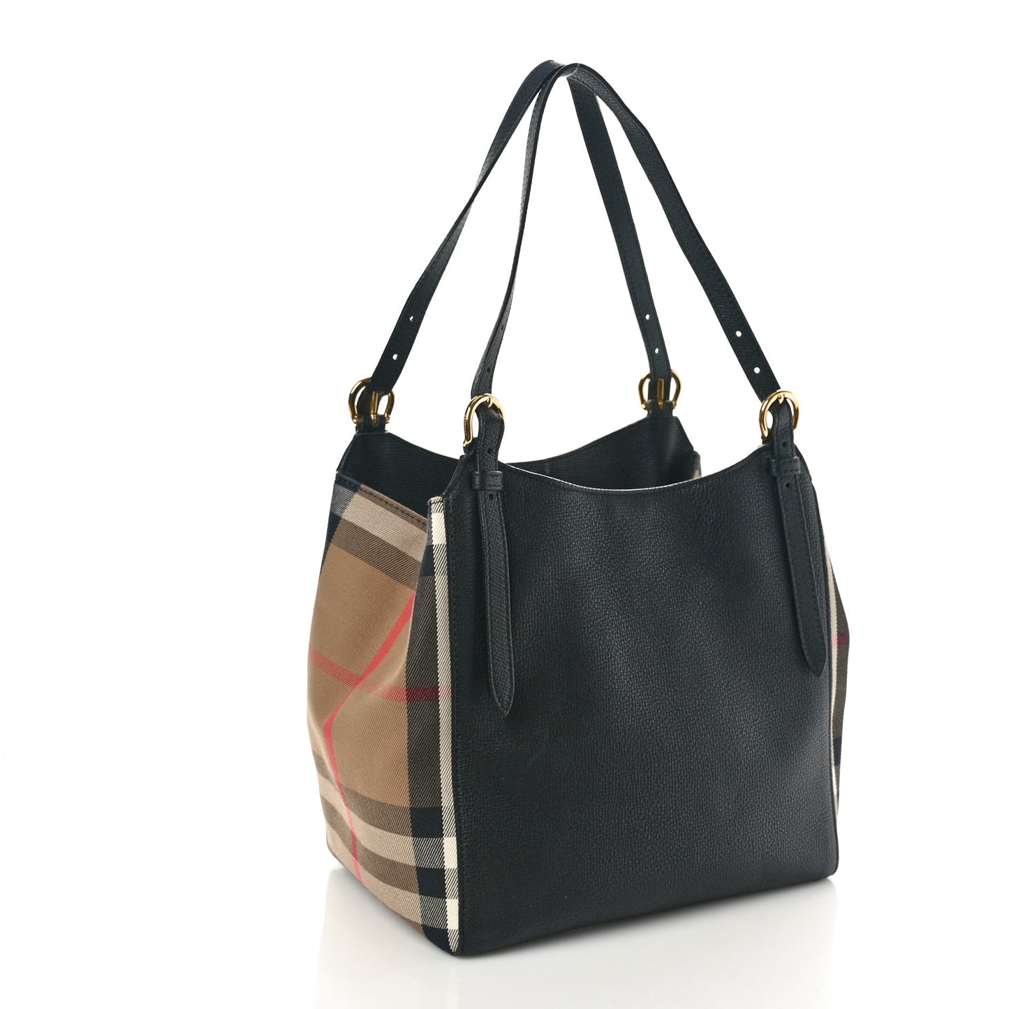 Grainy Calfskin House Check Small Canterbury Black