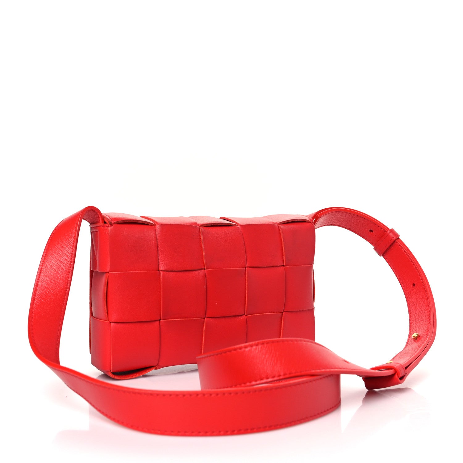 Bottega Veneta Lambskin Maxi Intrecciato Small Cassette Crossbody Bag Redstone 3 of 10