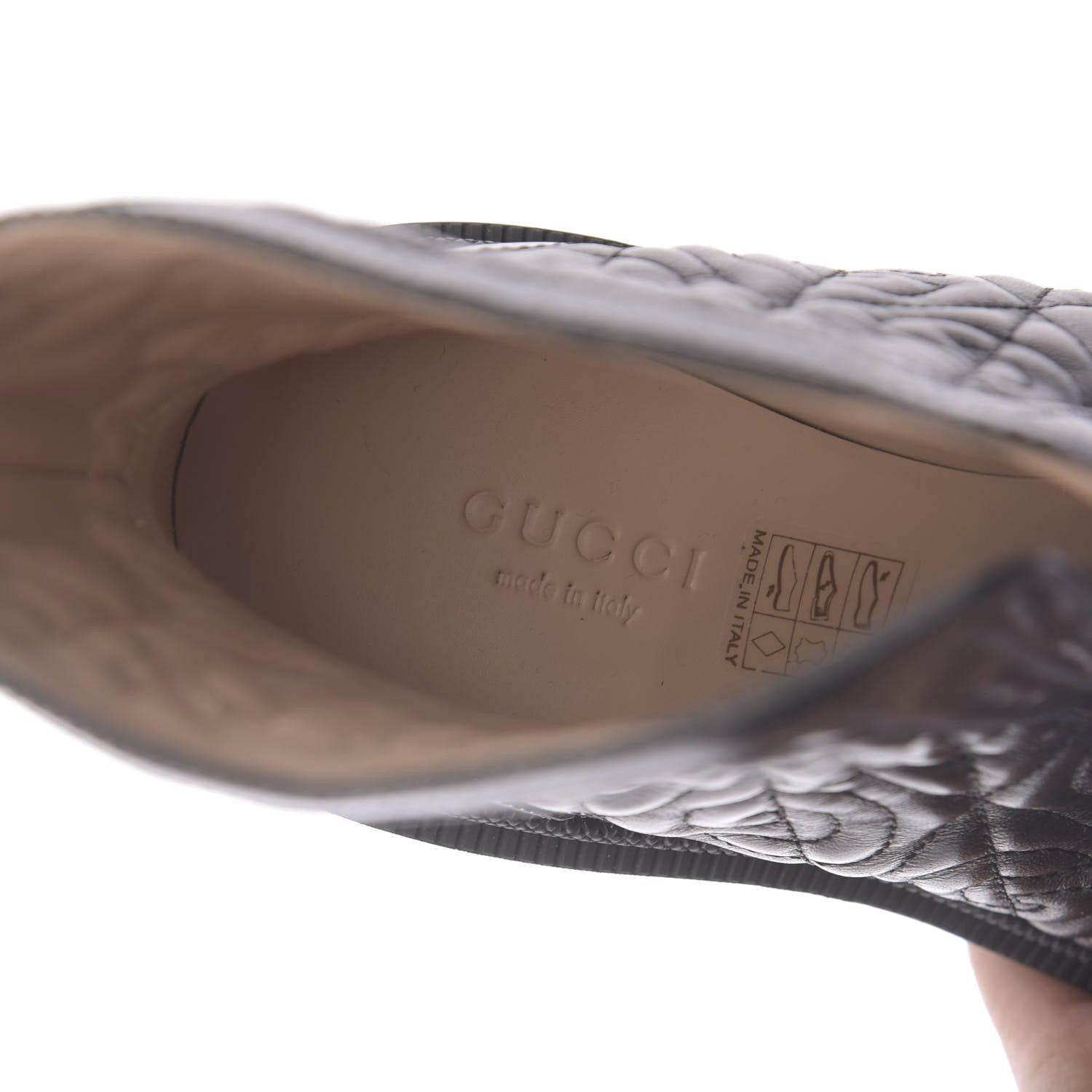Gucci Calfskin Nappa Rhombus Quilted Trip Ankle Boots 36.5 Black 8 of 12