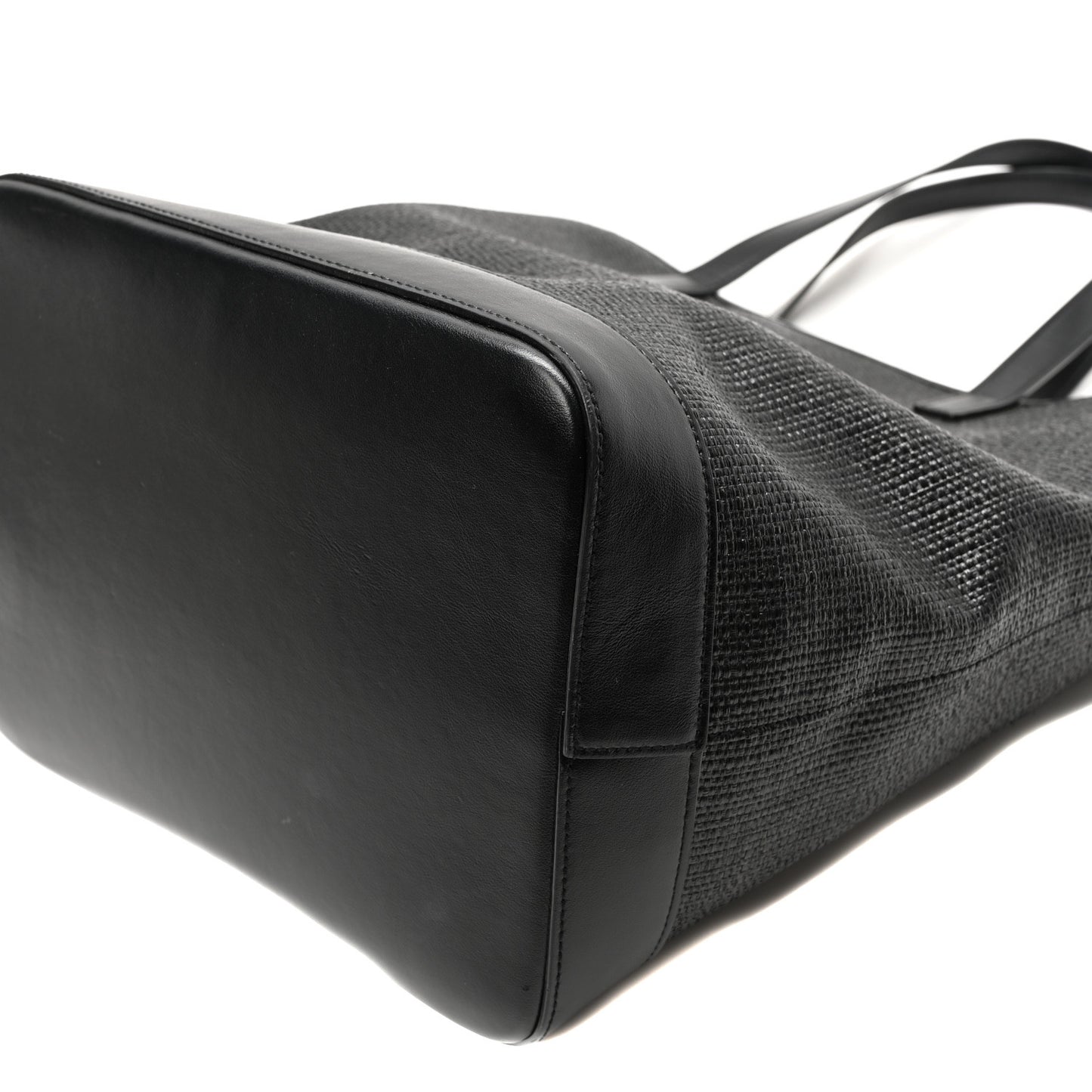 Linen Canvas Teddy Shopping Bag Black