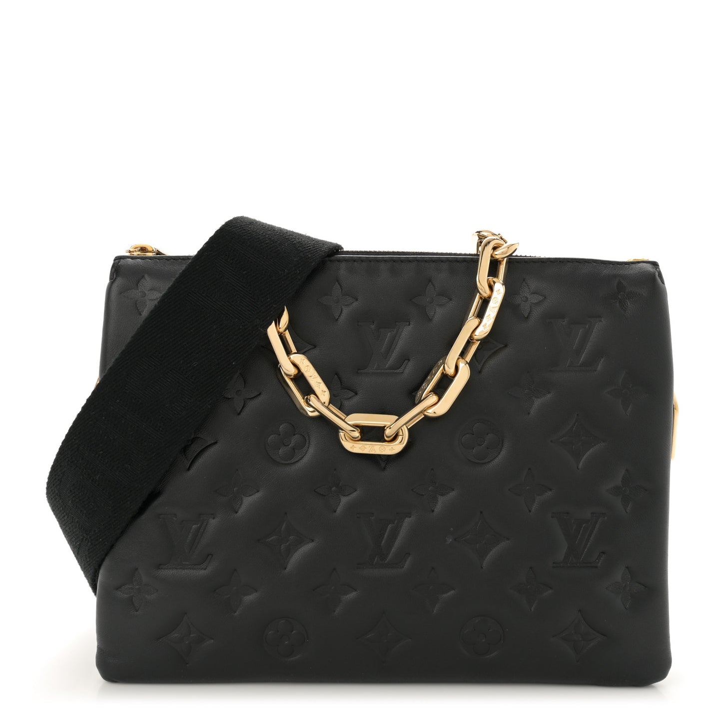 Lambskin Embossed Monogram Coussin PM Black
