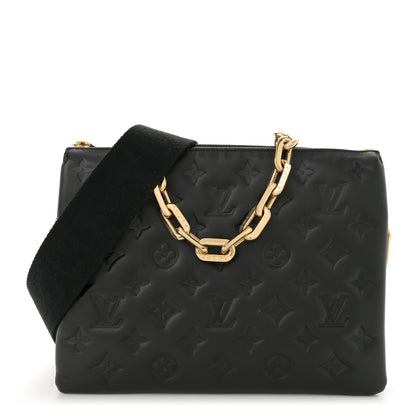 Louis Vuitton Lambskin Embossed Monogram Coussin PM Black 1 of 13