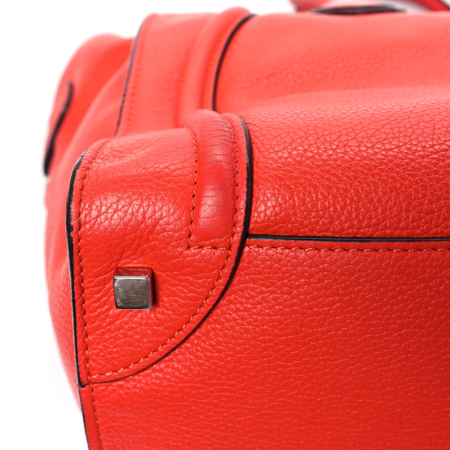 Celine Drummed Calfskin Mini Luggage Coquelicot 14 of 14
