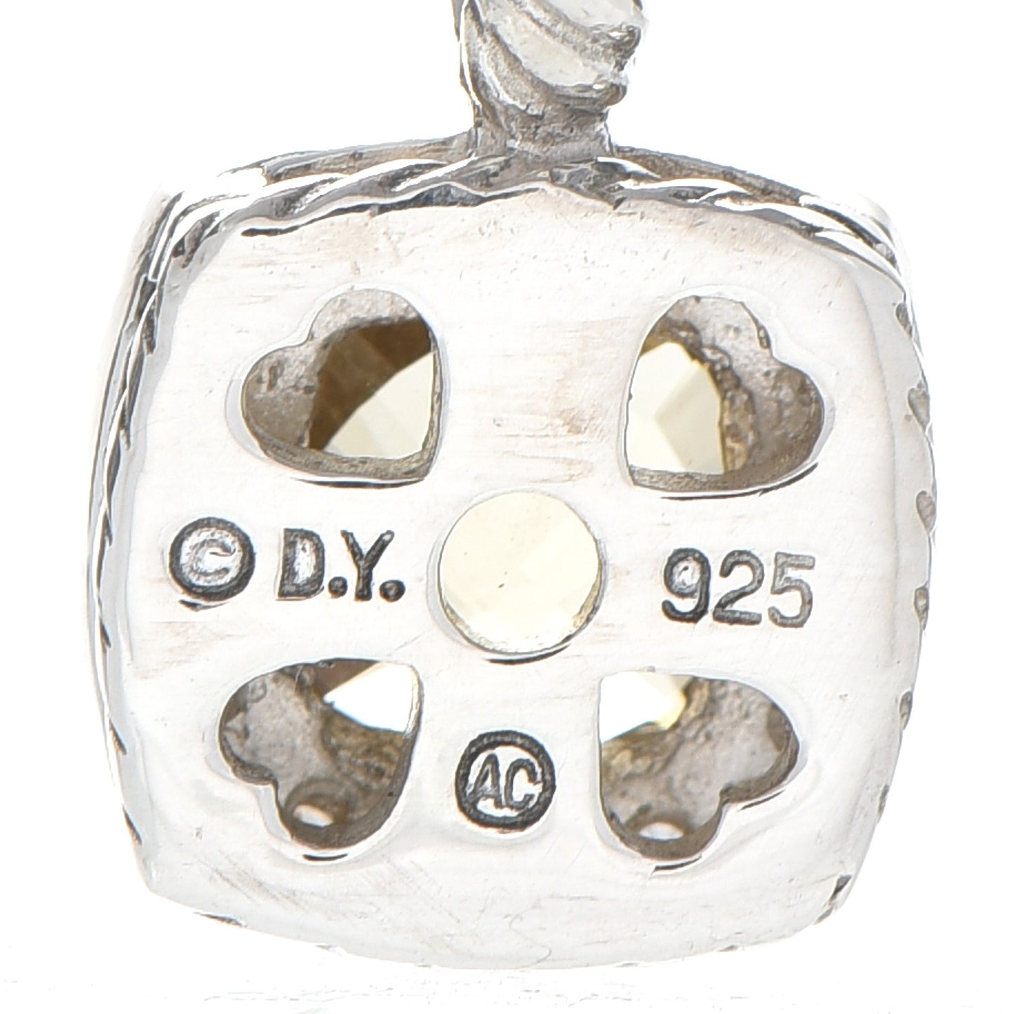 Sterling Silver Diamond Citrine 7mm Petite Albion Pendant