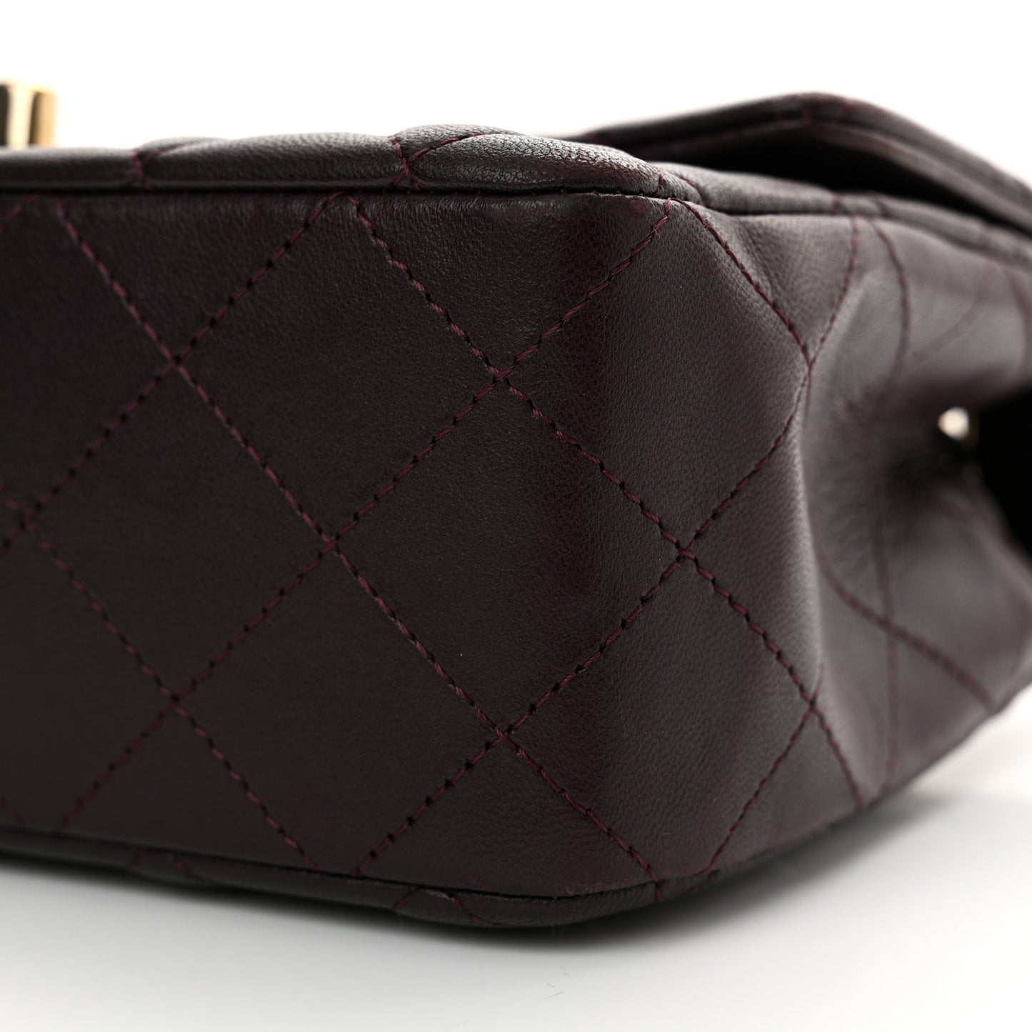 Lambskin Quilted Mini Rectangular Flap Dark Purple