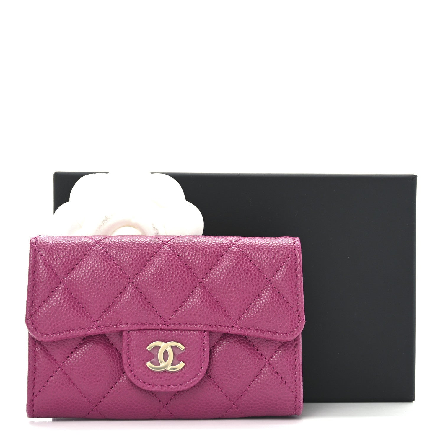 Chanel Caviar Quilted Flap Card Holder Wallet Fuchsia 10 of 10