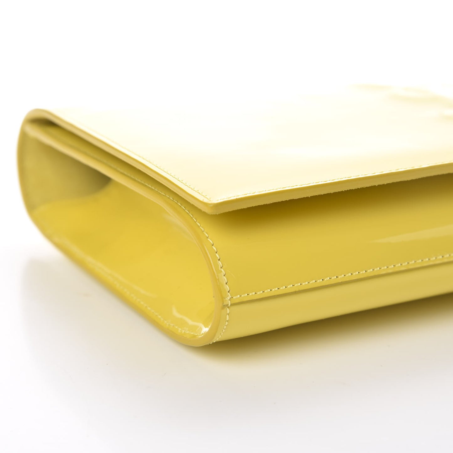 Patent Calfskin Monogram Large Belle De Jour Clutch Yellow