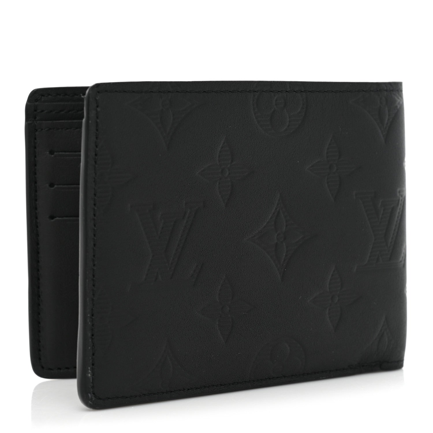 Louis Vuitton Calfskin Monogram Shadow Multiple Wallet Black 3 of 10
