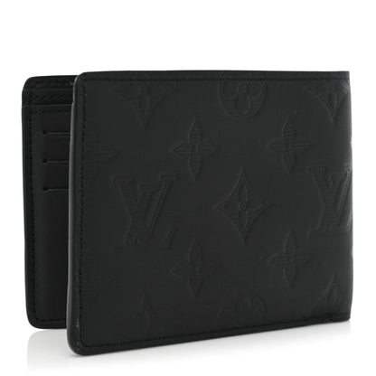 Louis Vuitton Calfskin Monogram Shadow Multiple Wallet Black 3 of 10