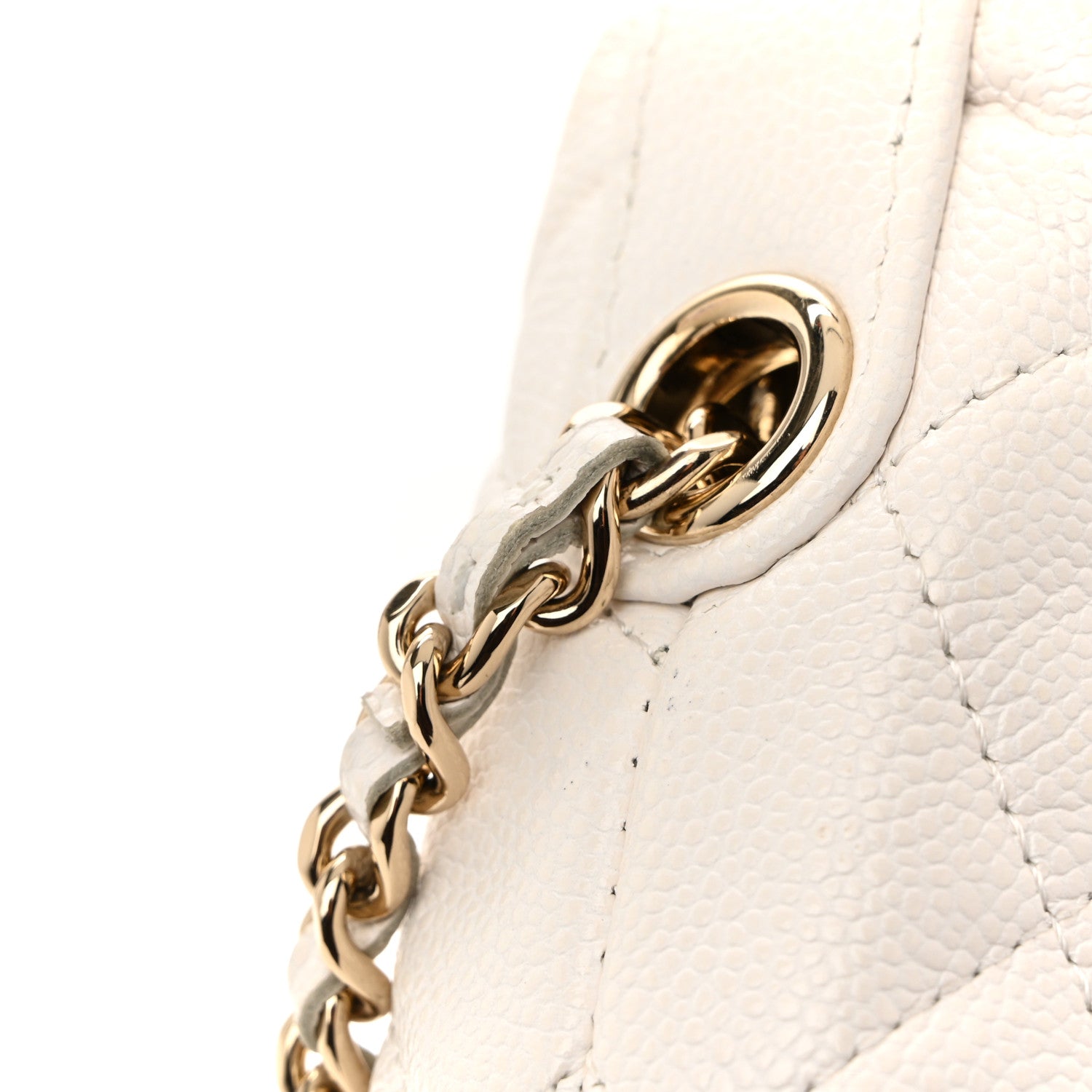 Chanel Caviar Quilted Hobo Clutch With Chain White 12 of 13