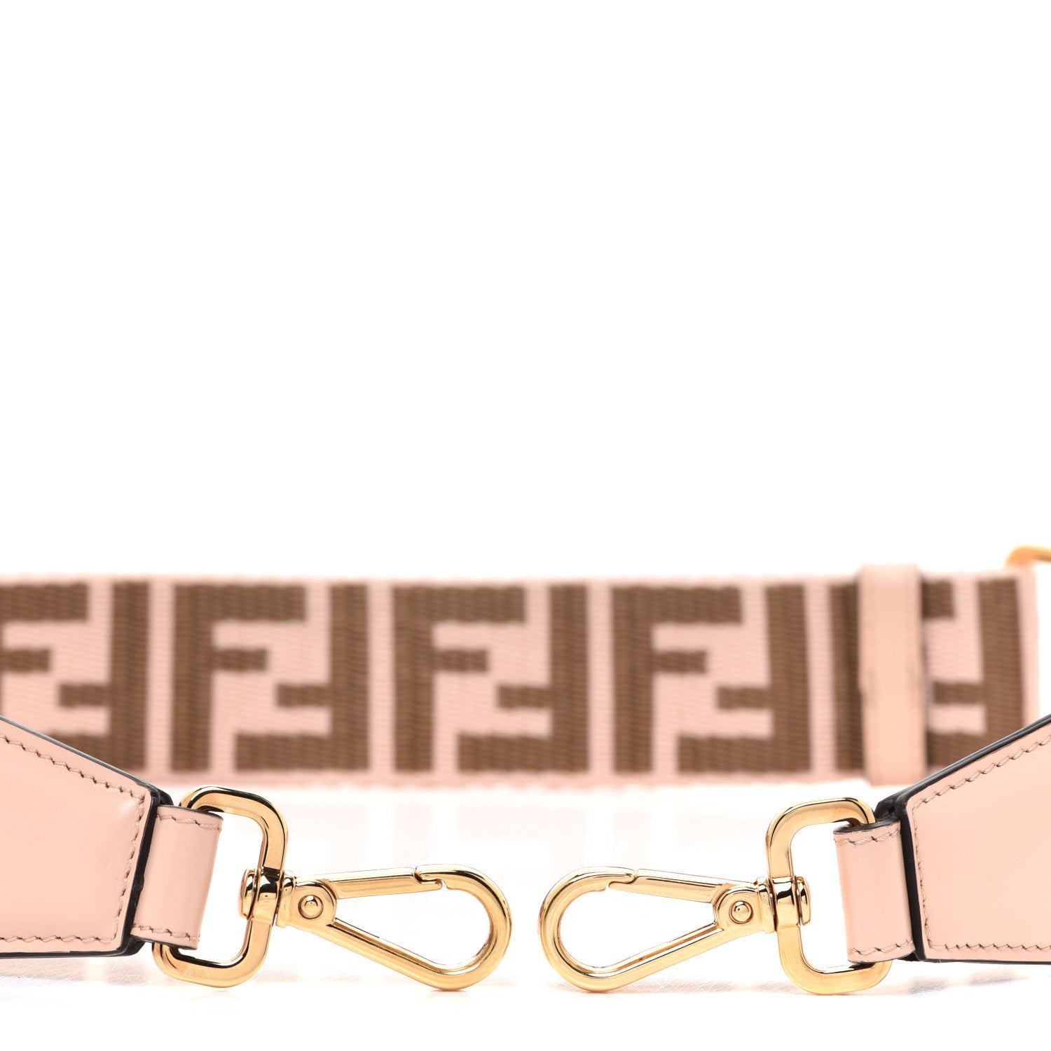 Fendi Jacquard Ribbon Vitello King FF Bi-Color Intreccio Adjustable Strap You Light Rose Camel 3 of 6