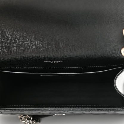 Saint Laurent Grain De Poudre Textured Mixed Matelasse Triquilt Medium Monogram Satchel Black 5 of 10