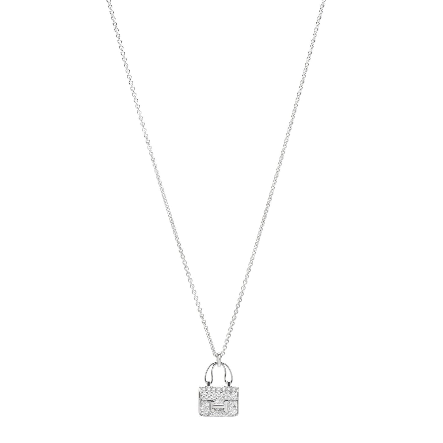 18K White Gold Diamond Constance Amulettes Pendant Necklace