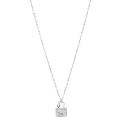 Hermes 18K White Gold Diamond Constance Amulettes Pendant Necklace 1 of 5