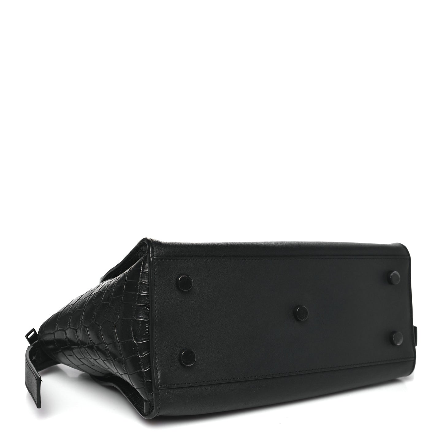 Smooth Calfskin Crocodile Embossed Baby Monogram Downtown Cabas Black