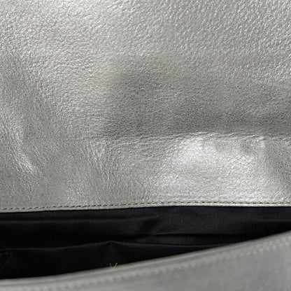 Saint Laurent Metallic Calfskin Monogram Large Belle De Jour Clutch Silver 8 of 9