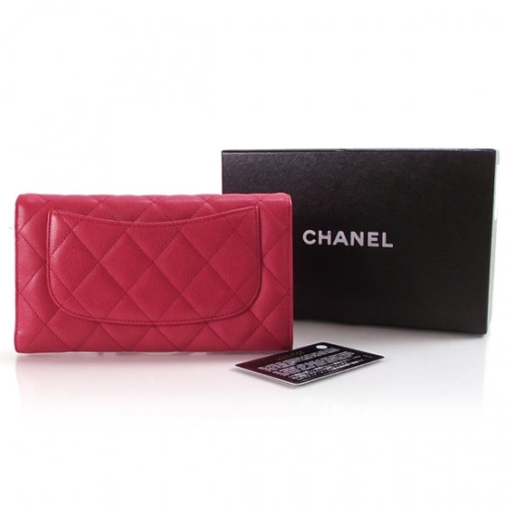 Chanel Caviar Quilted Tri-Fold Wallet Fuchsia 2 of 8