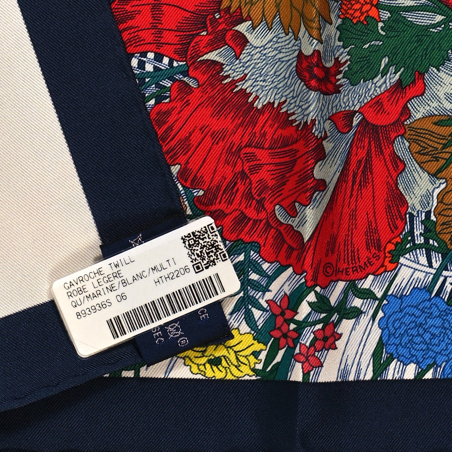 Silk Robe Legere Scarf 45 Marine White Multicolor
