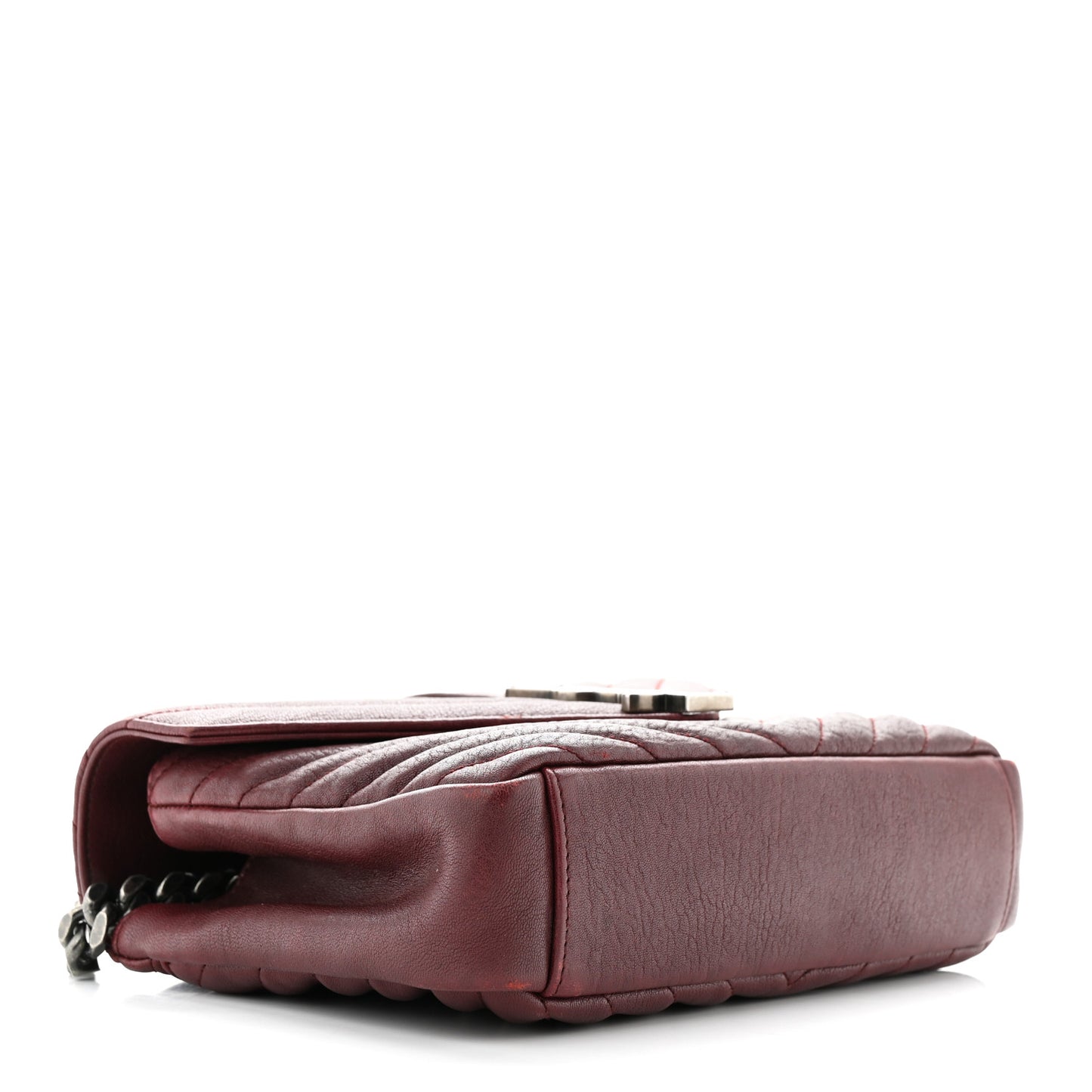 Sheepskin Matelasse Chevron Medium College Bag Rouge Legion