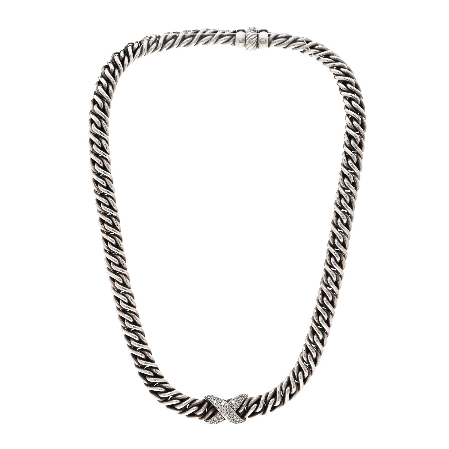 Sterling Silver Diamond Lyrica Rope Necklace