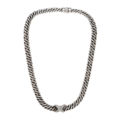 David Yurman Sterling Silver Diamond Lyrica Rope Necklace 3 of 4