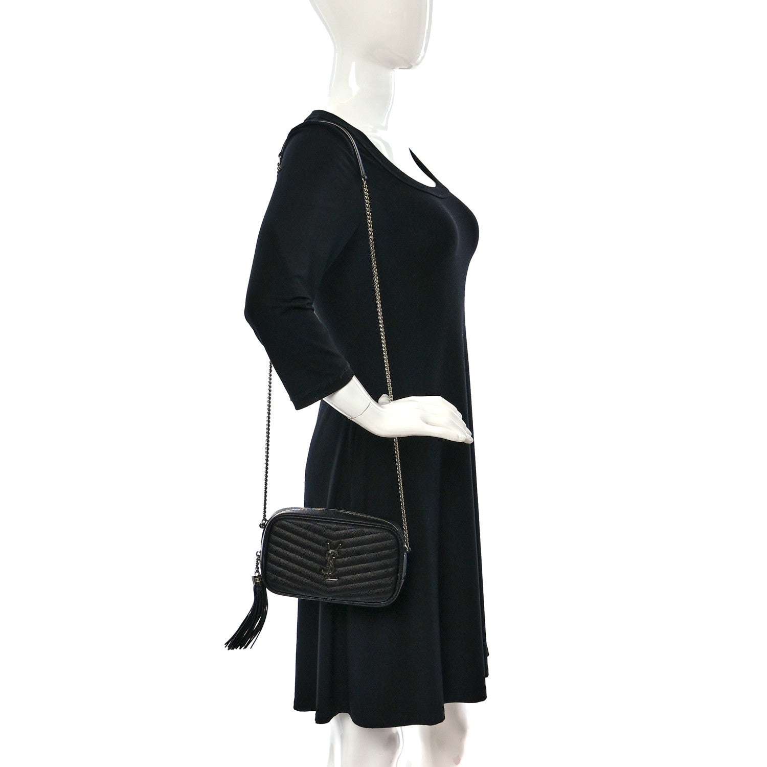 Saint Laurent Grain De Poudre Matelasse Monogram Mini Lou Camera Bag Black 2 of 10