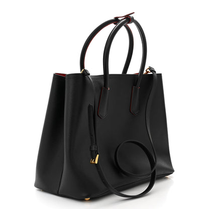 Prada Saffiano Cuir Large Double Bag Black Fuoco 3 of 10