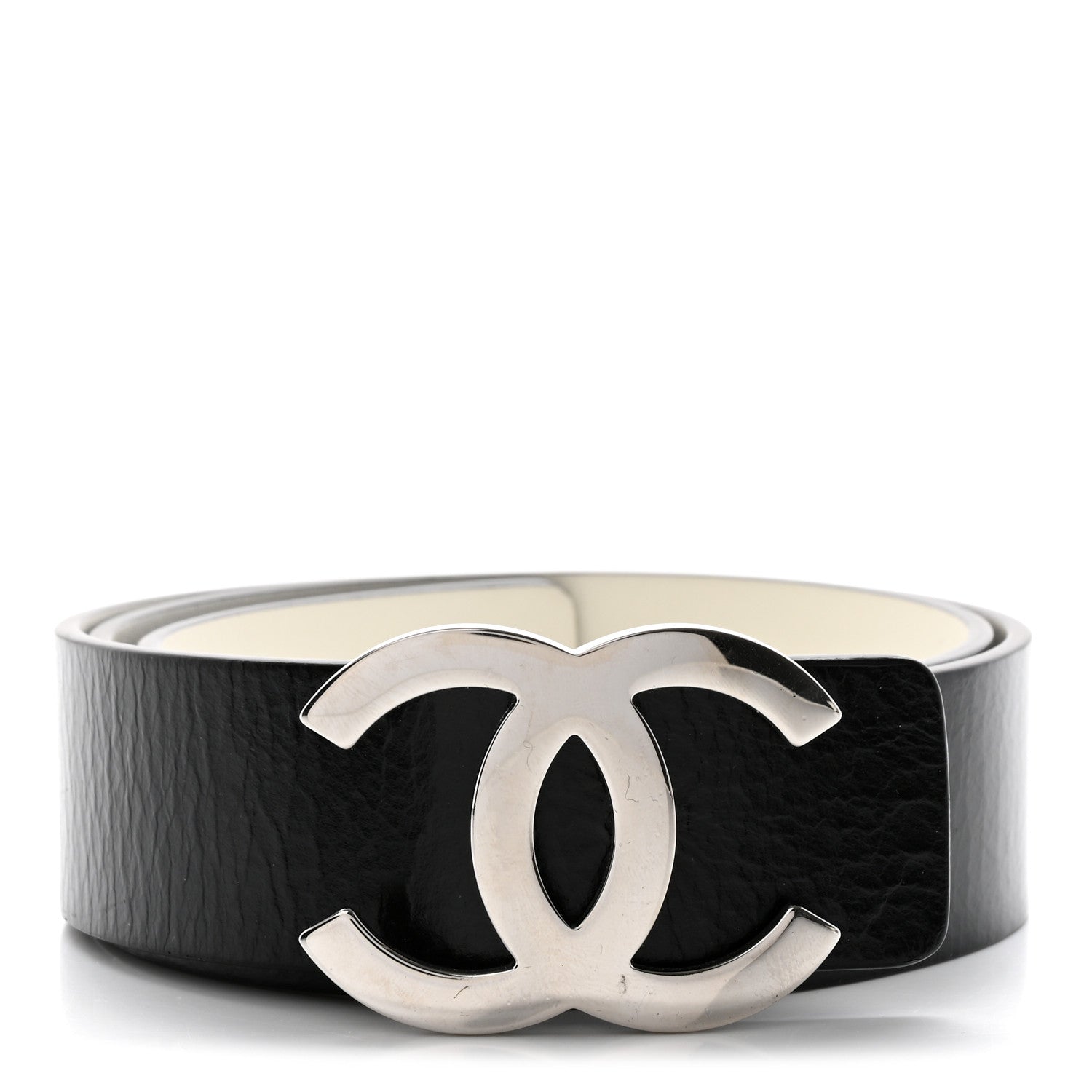Chanel Patent Calfskin CC Reversible Belt 75 30 Black White 1 of 4