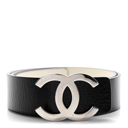 Chanel Patent Calfskin CC Reversible Belt 75 30 Black White 1 of 4