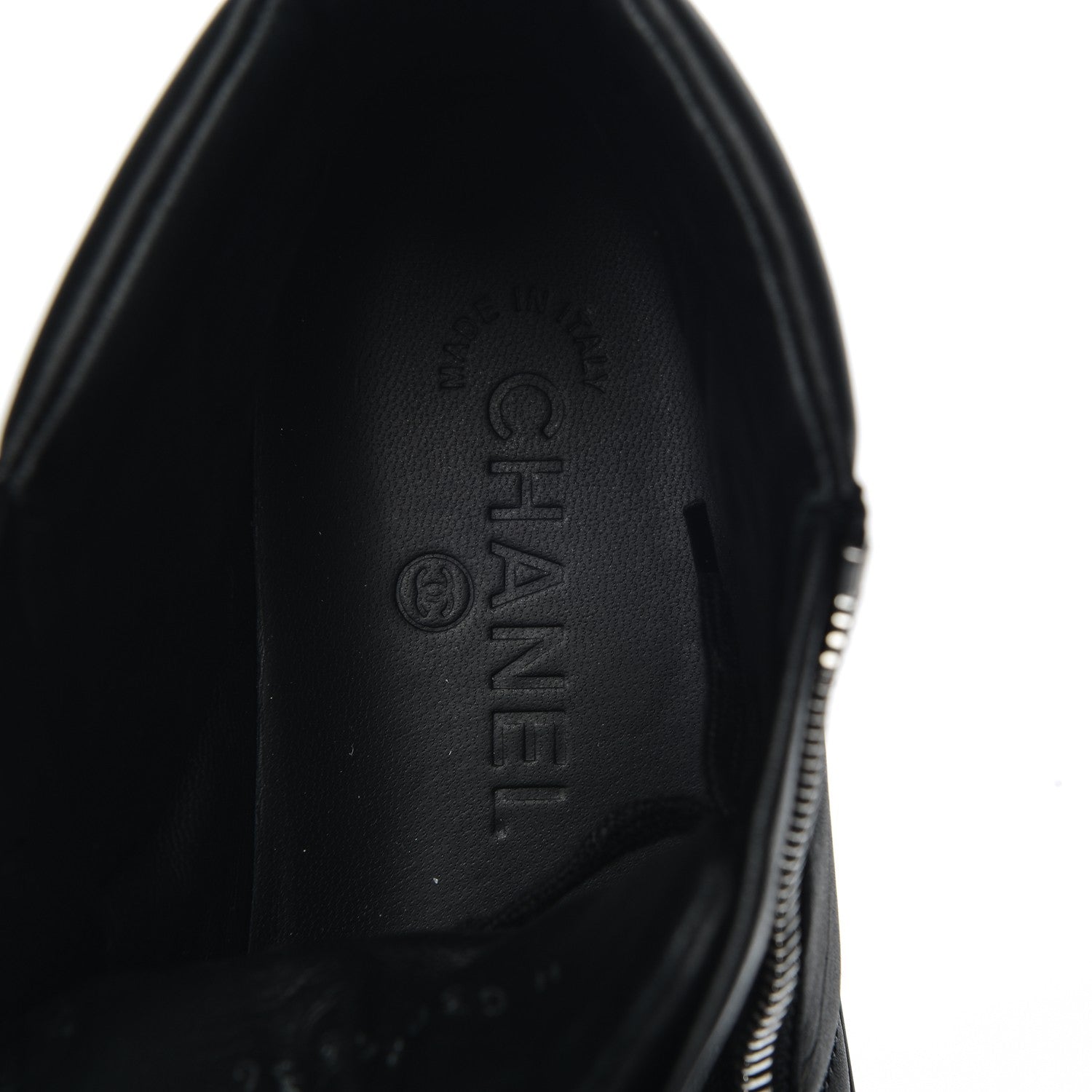 Chanel Calfskin Pearl High Top CC Sneakers 36 Black 6 of 8