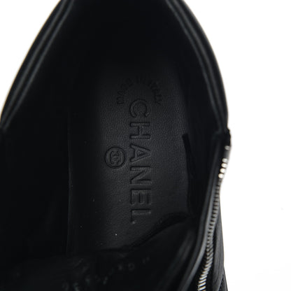 Chanel Calfskin Pearl High Top CC Sneakers 36 Black 6 of 8