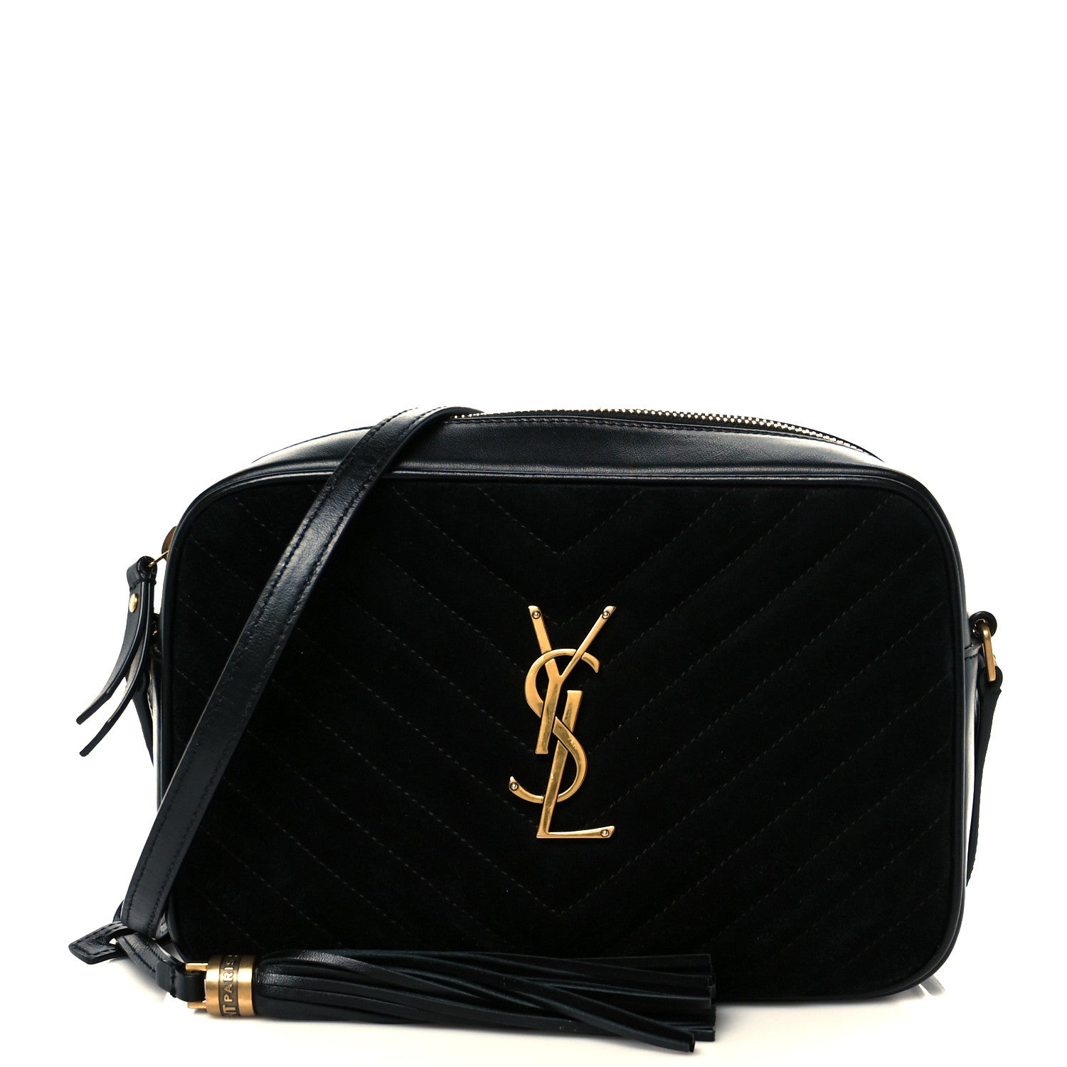 Saint Laurent Suede Calfskin Matelasse Monogram Lou Camera Bag Black 1 of 10