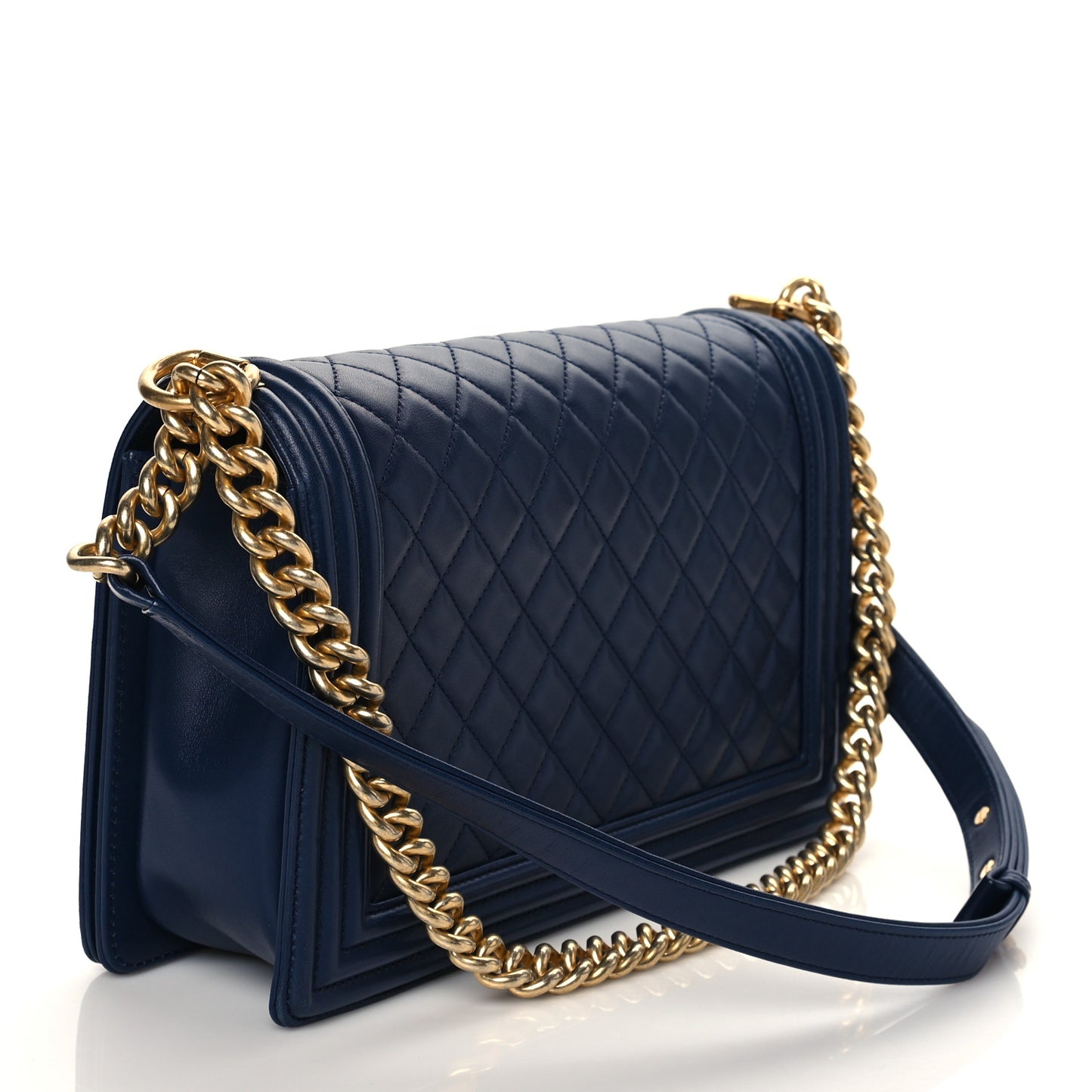 Lambskin Quilted New Medium Boy Flap Navy