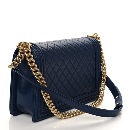 Chanel Lambskin Quilted New Medium Boy Flap Navy 3 of 11