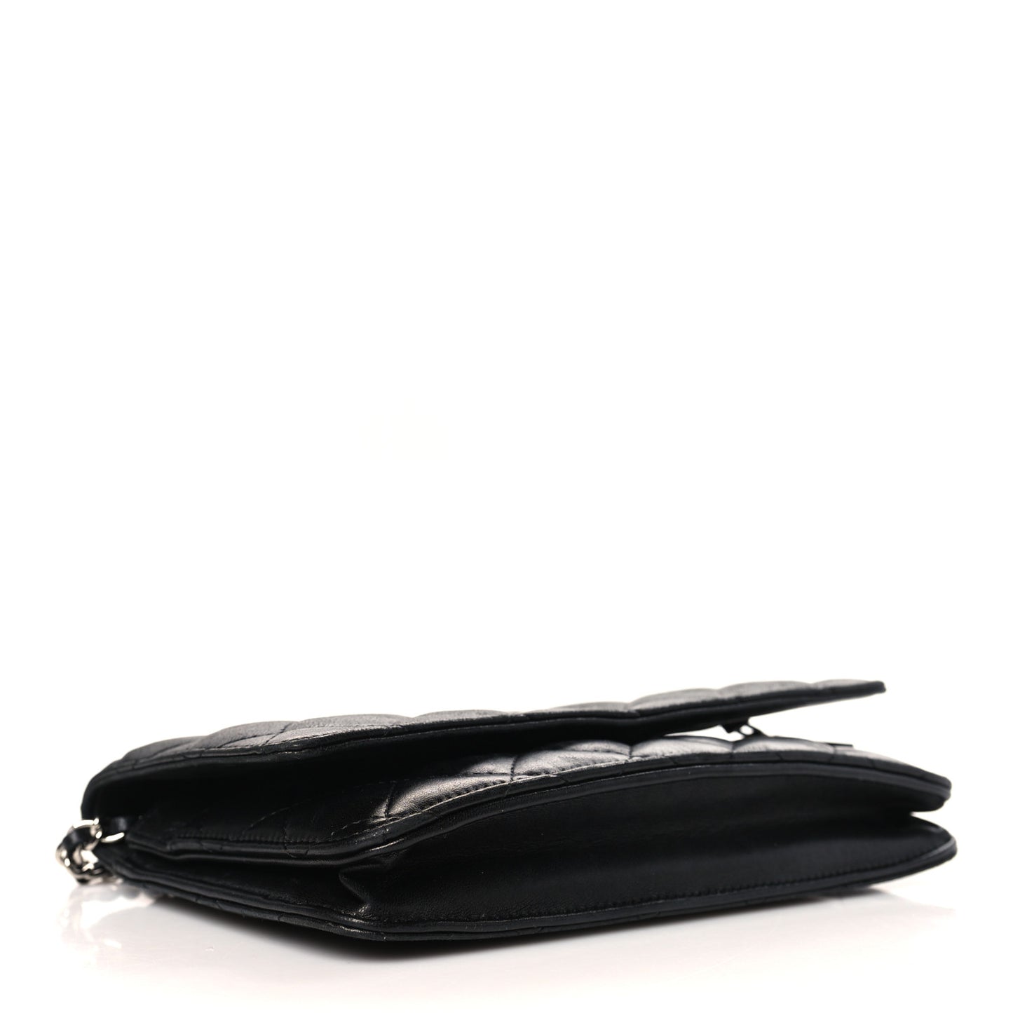 Lambskin Quilted Wallet On Chain WOC Black